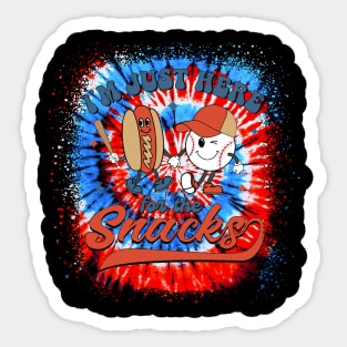 I'm Just Here For The Snacks Baseball 4th Of July Hot Dog Sticker